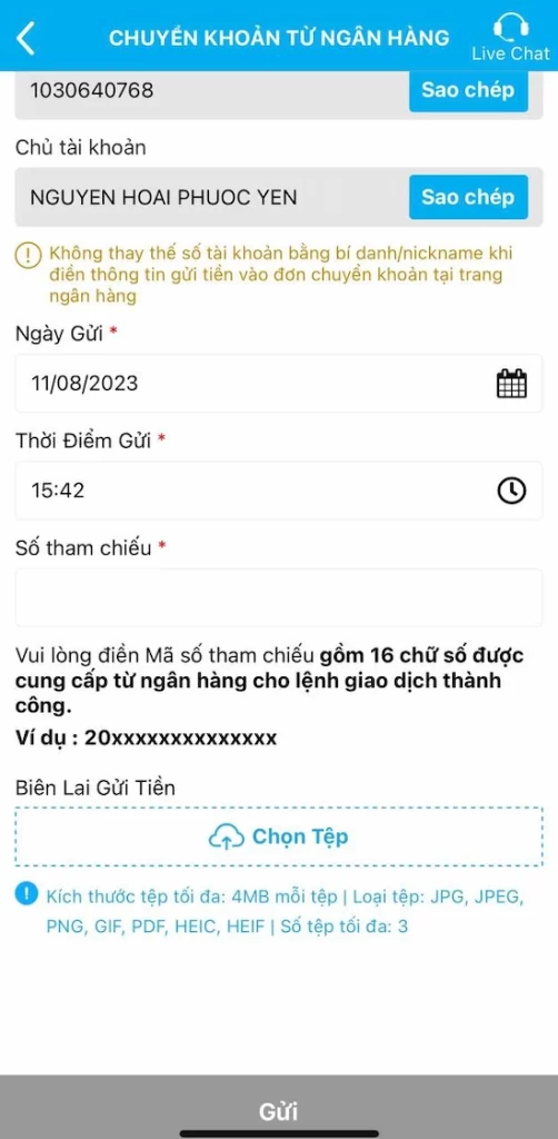 Nạp Tiền Ngân Hàng Địa Phương