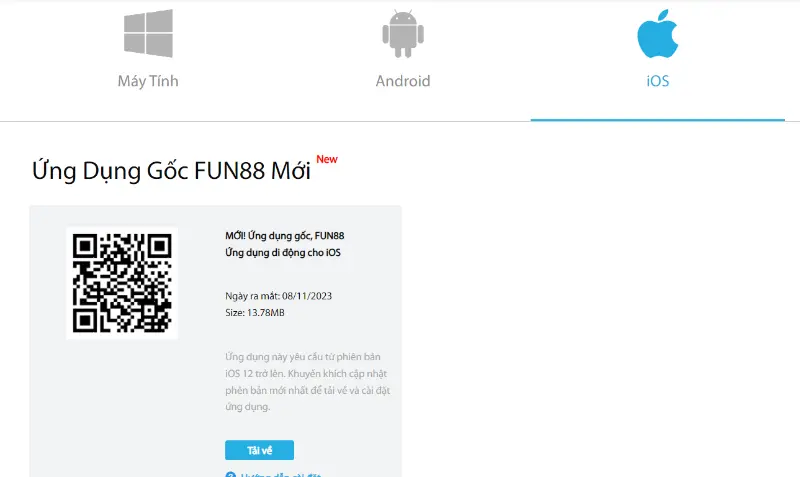 Tải FUN88 cho Mobile hệ điều hành iOS